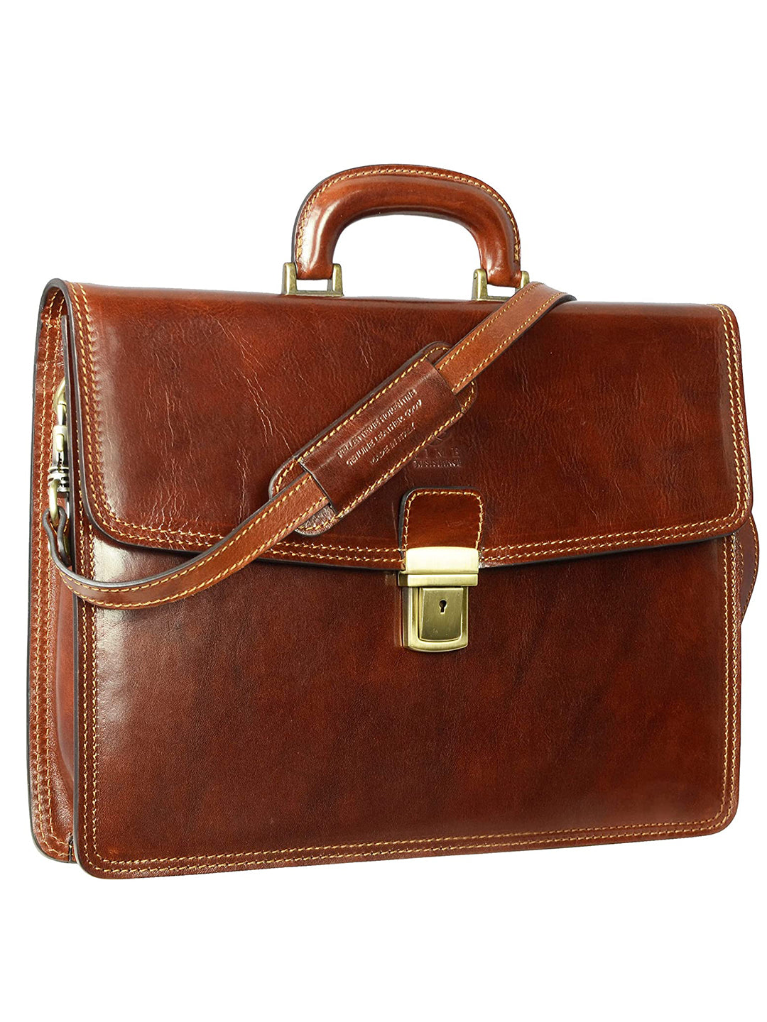 16 inch Premium Laptop Leather Bag | Brown Color |  Cowhide Original Leater