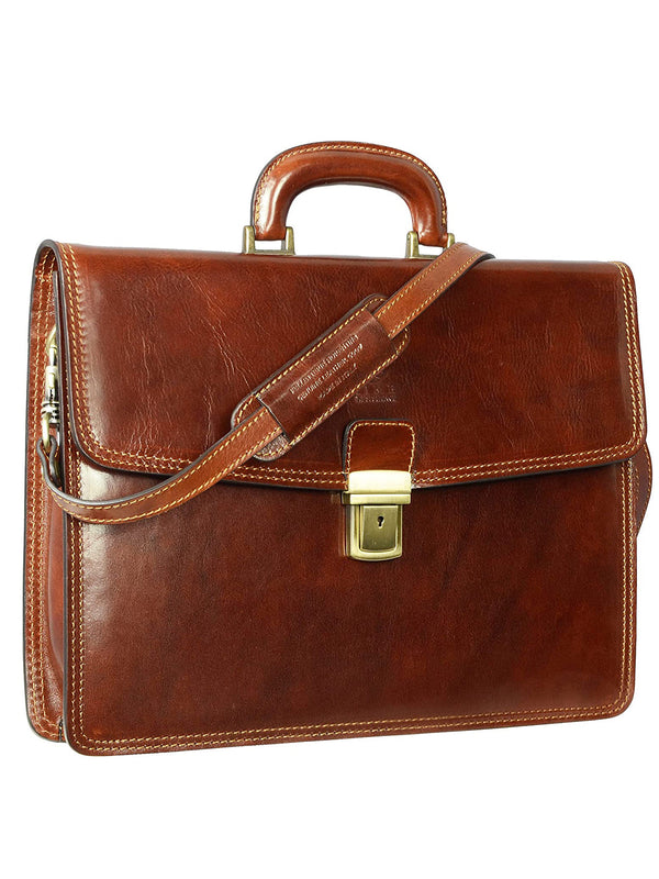 16 inch Premium Laptop Leather Bag | Brown Color |  Cowhide Original Leater
