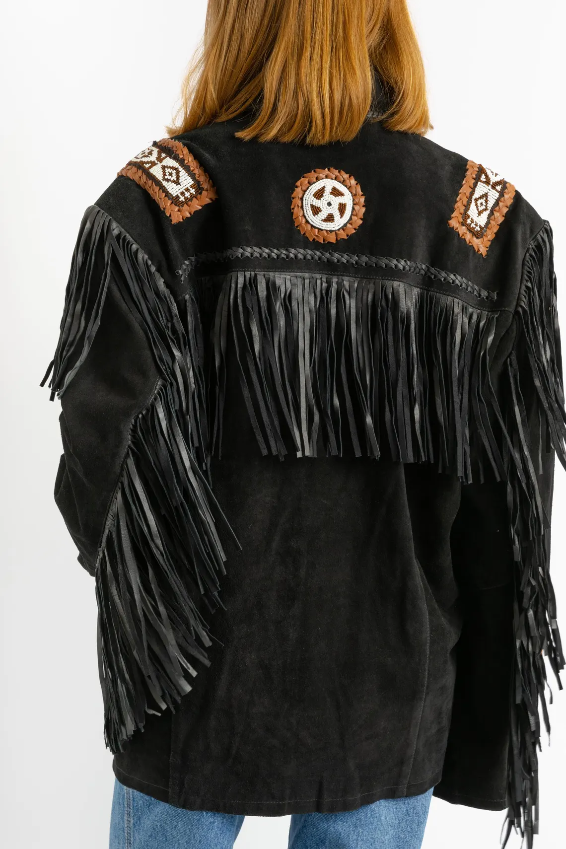 Native American Fringe White Leather Jacket | Handcrafted  | New