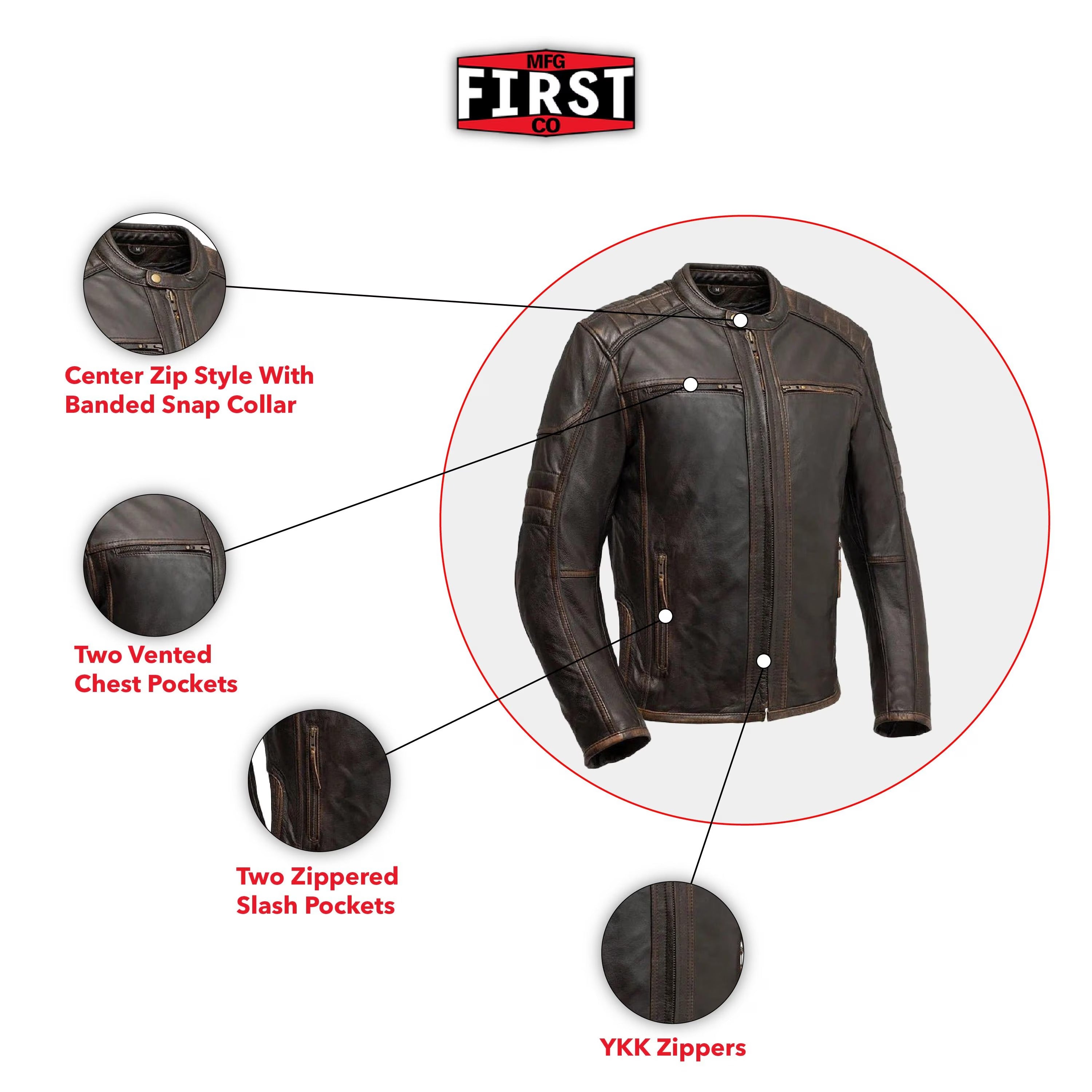Rider Club Men's Genuine Leather Motorcycle Jacket | Handmade Winter Biker Coat