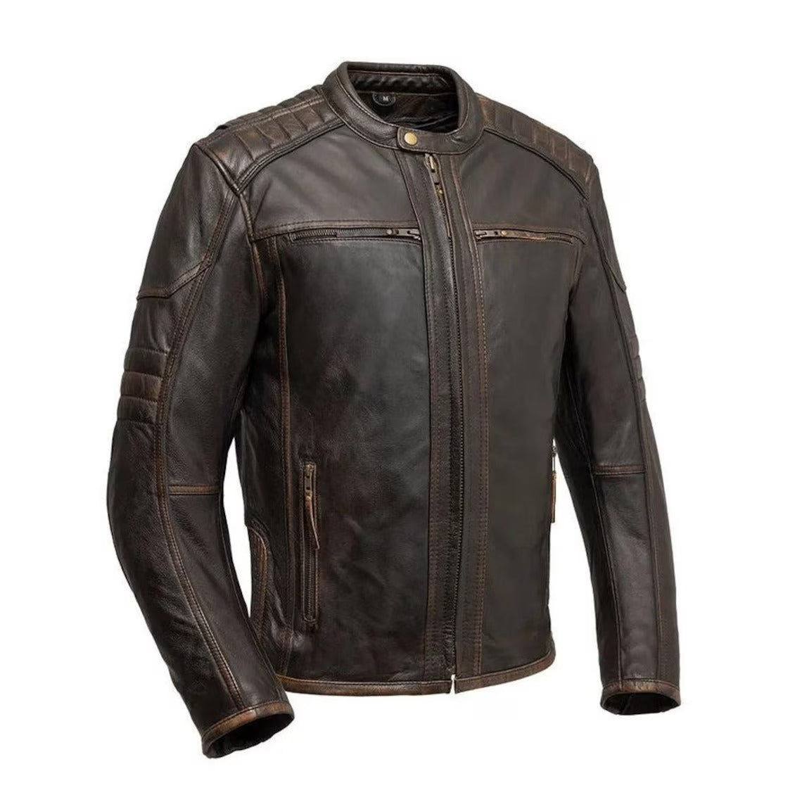 Rider Club Men's Genuine Leather Motorcycle Jacket | Handmade Winter Biker Coat