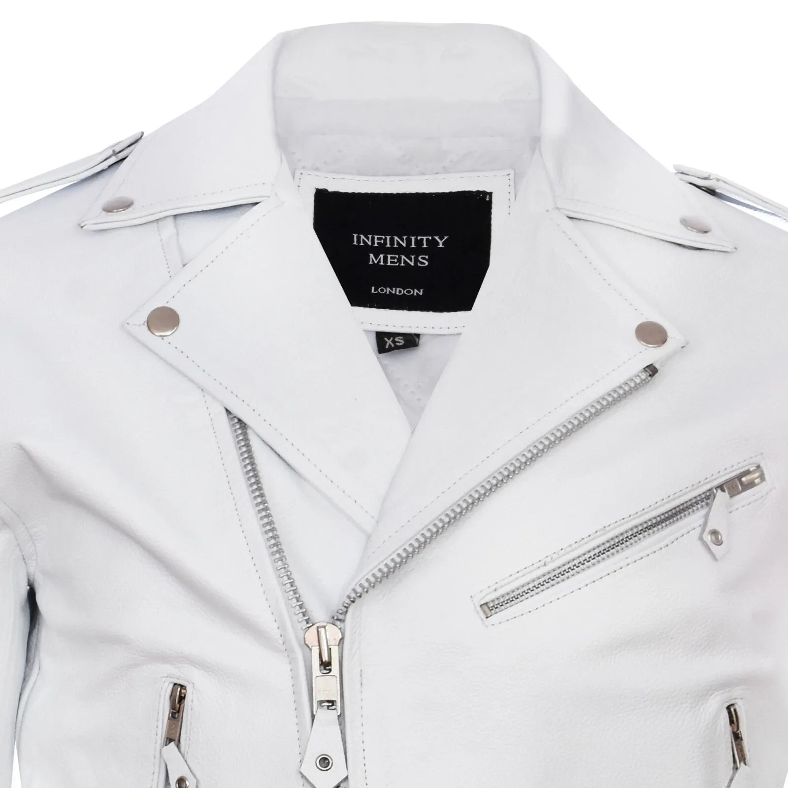Men's White Genuine Leather Brando Biker Jacket | Classic Motorcycle Style