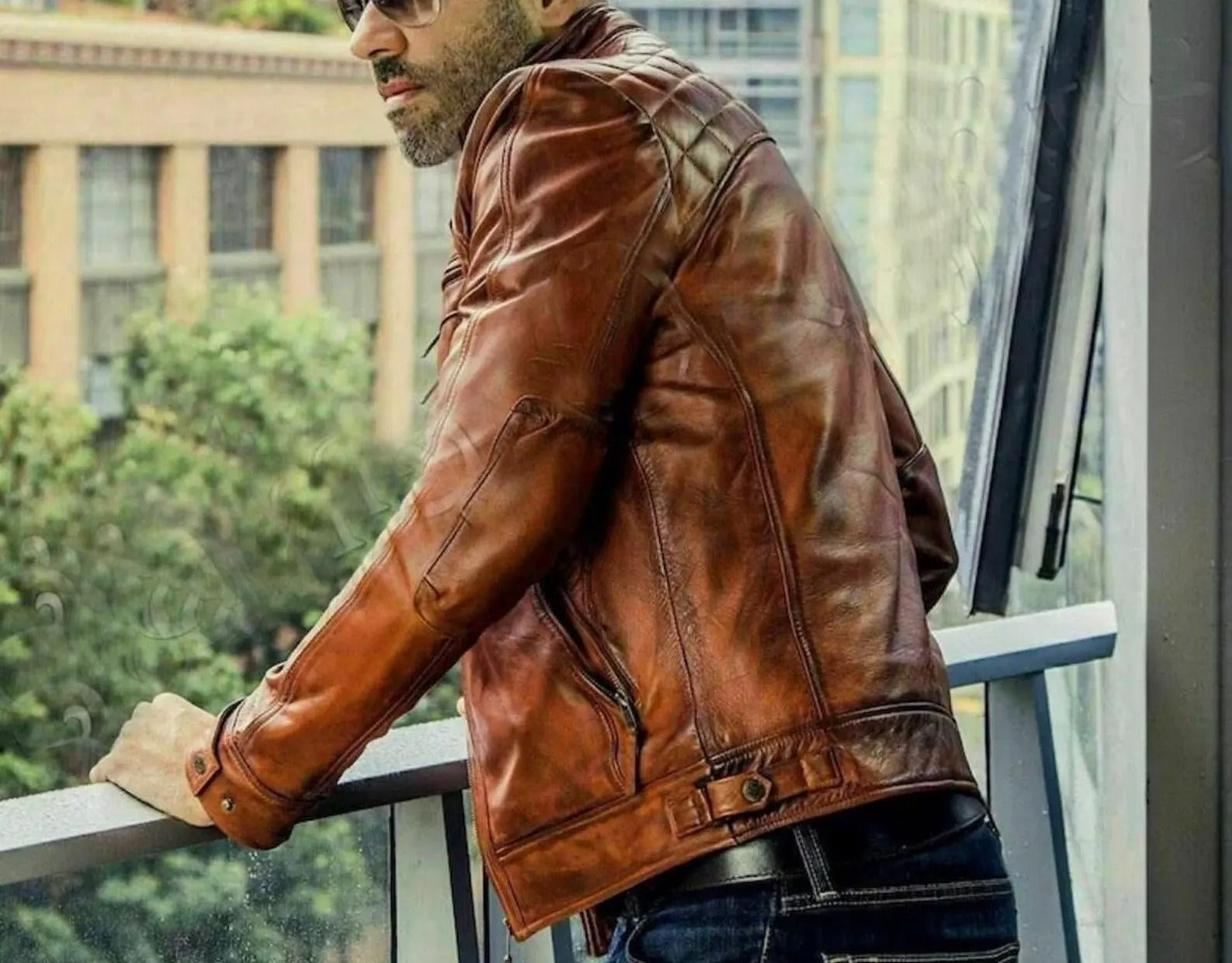 Men's Black Quilted Lambskin Leather Aviator Jacket | Classic Motorcycle Style