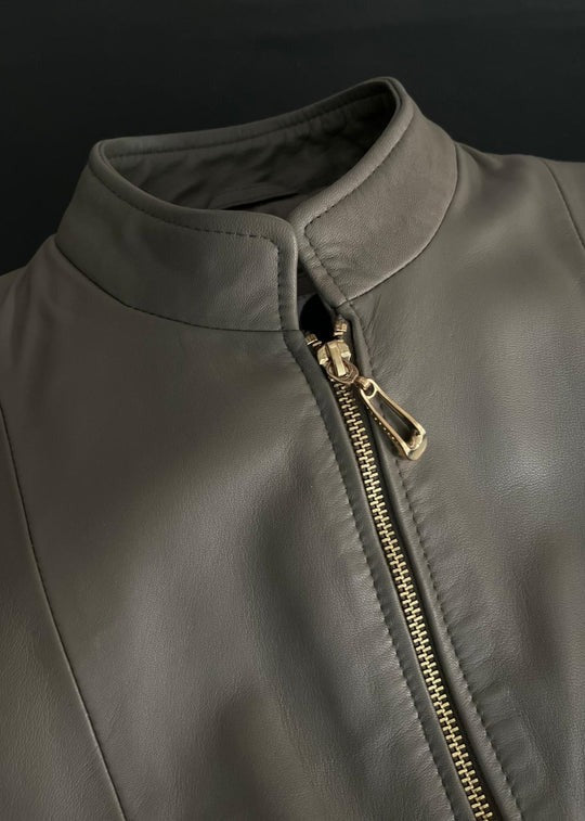 Aspen Ash Grey Leather Jacket | Premium Women's Genuine Leather Moto Jacket