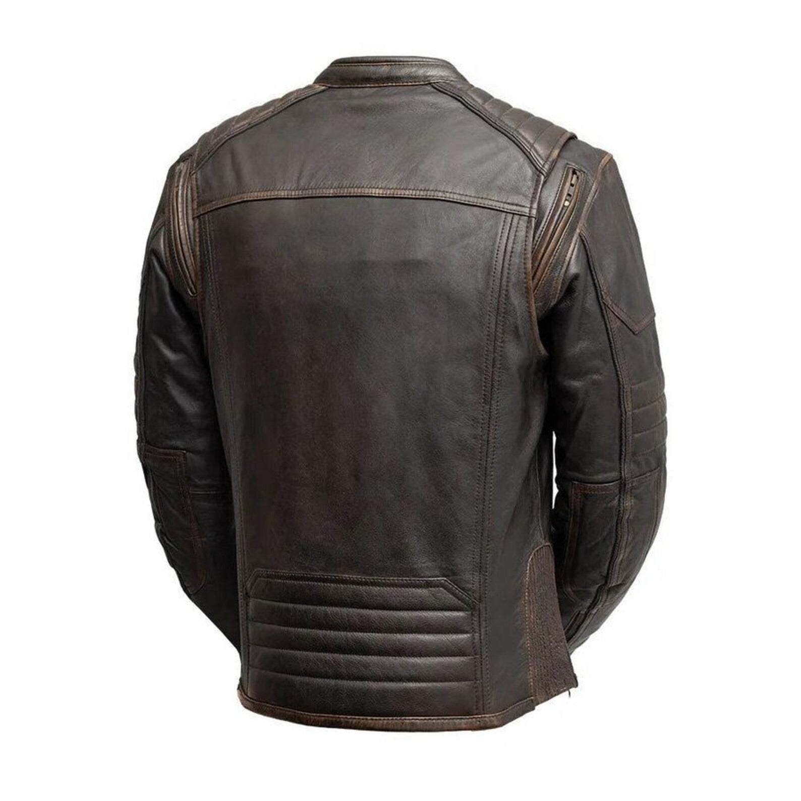 Rider Club Men's Genuine Leather Motorcycle Jacket | Handmade Winter Biker Coat