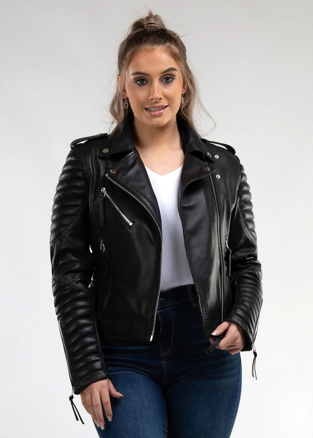 Gasoline Chrome Leather Jacket | Premium Sheepskin Moto Biker Jacket