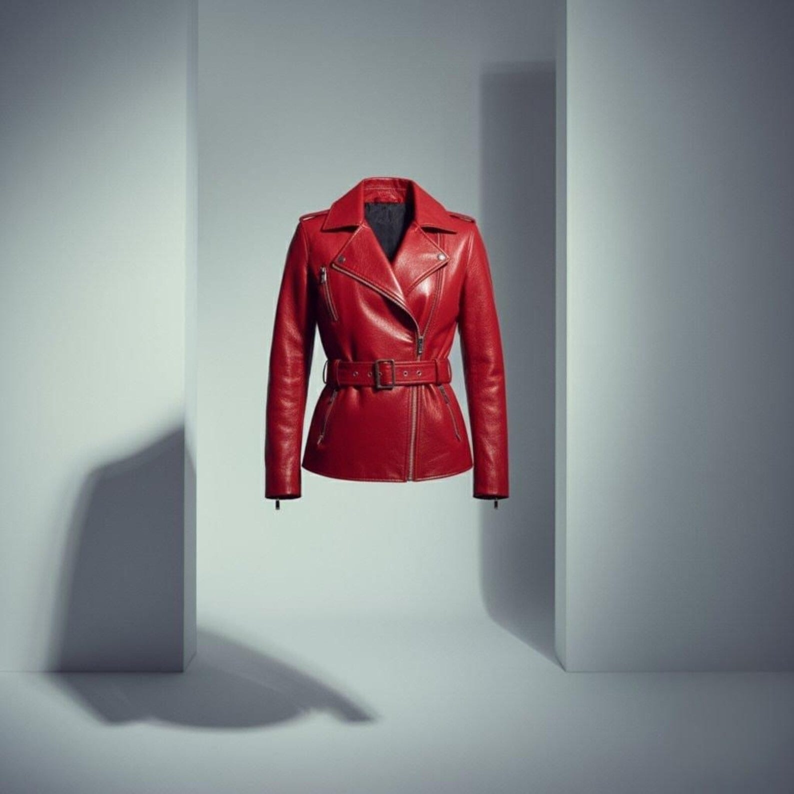 Women's Burgundy Genuine Leather Biker Jacket | Handmade Cropped Motorcycle Jacket