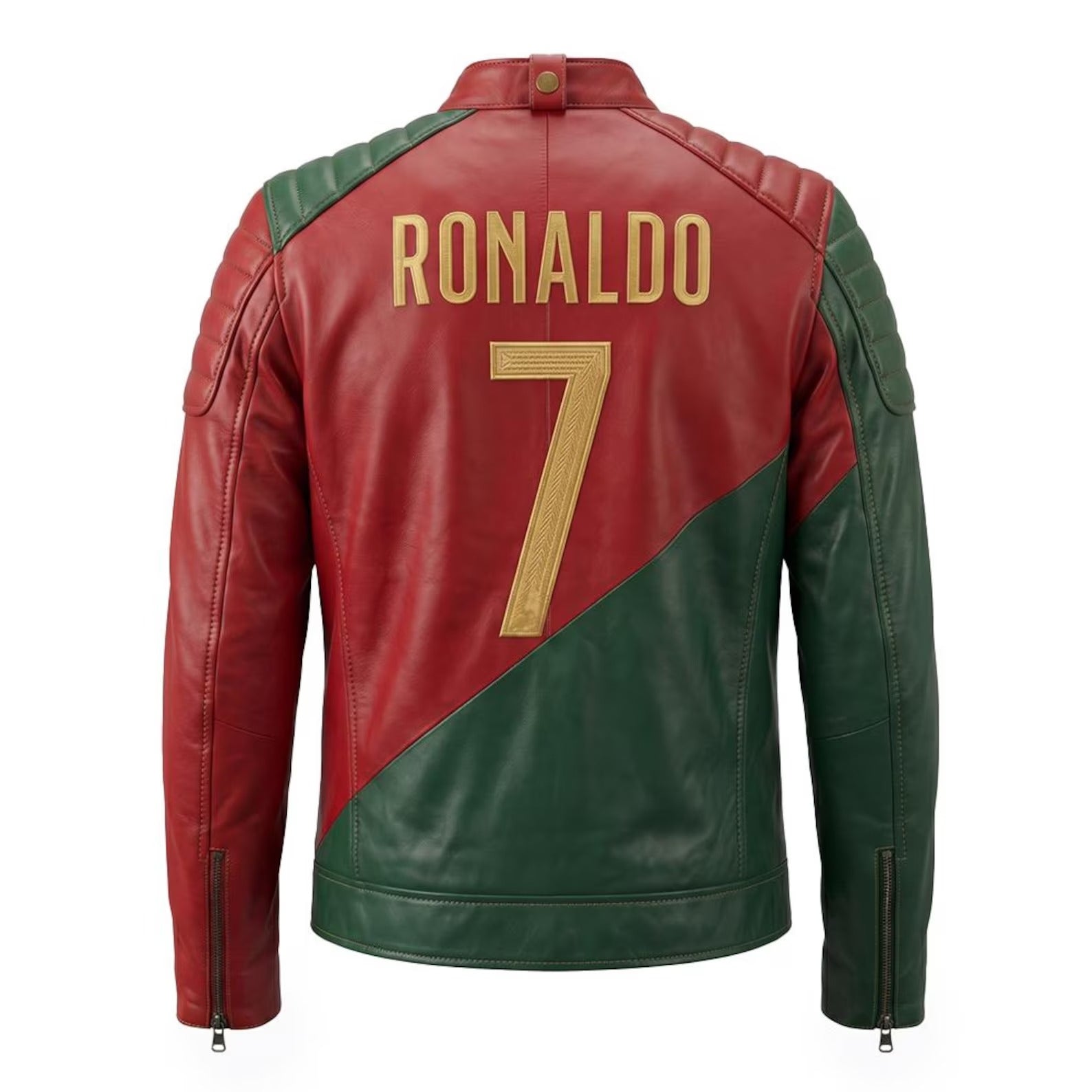 Men's Portugal CR7 Two-Tone Genuine Leather Biker Jacket | Moto Racer Style