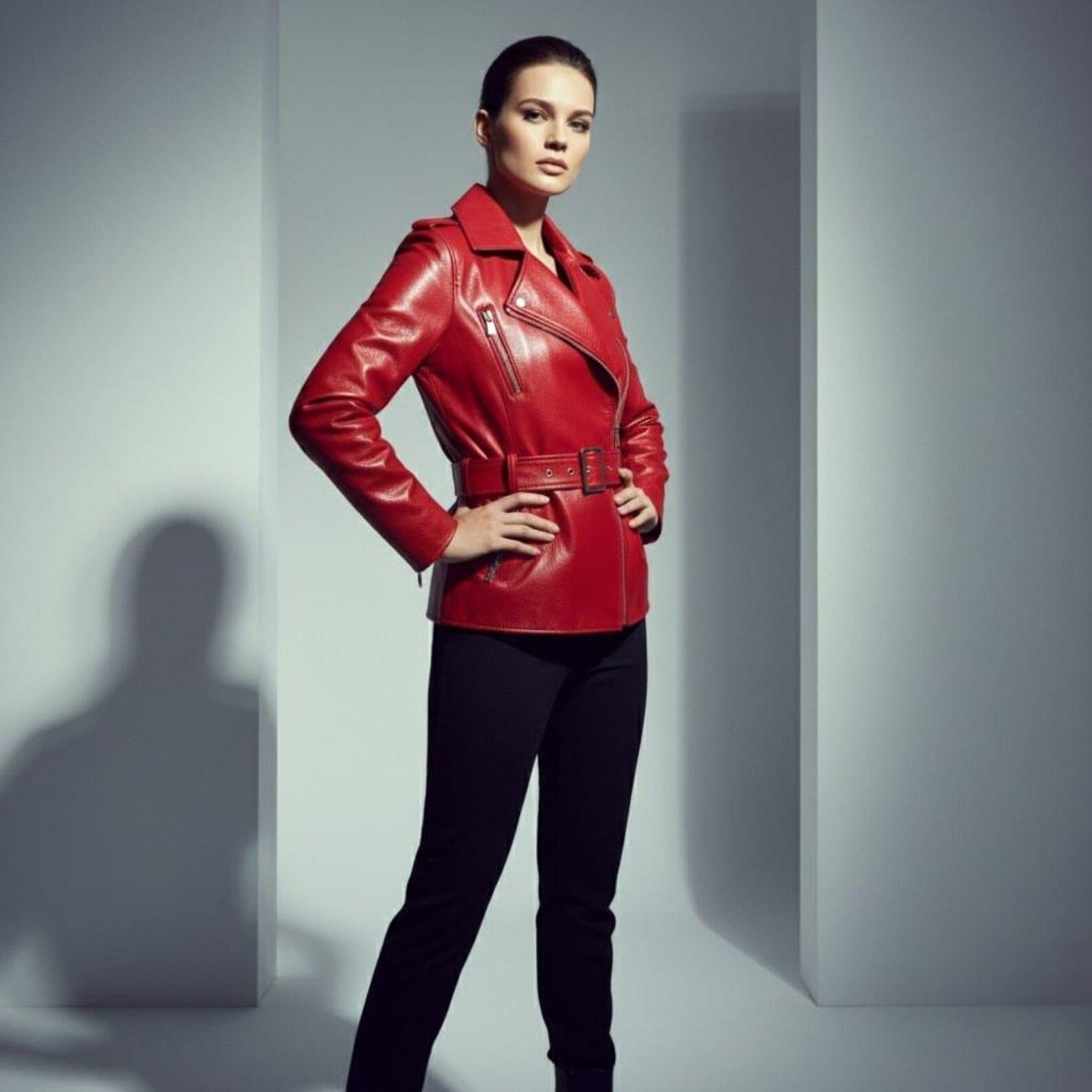 Women's Burgundy Genuine Leather Biker Jacket | Handmade Cropped Motorcycle Jacket