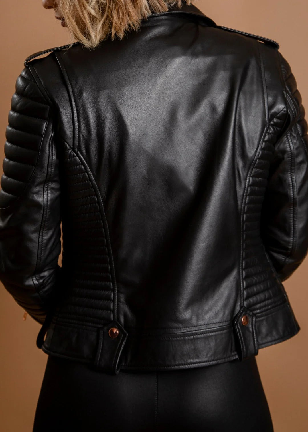 Gasoline Rose Gold Leather Jacket | Premium Handmade Biker Jacket