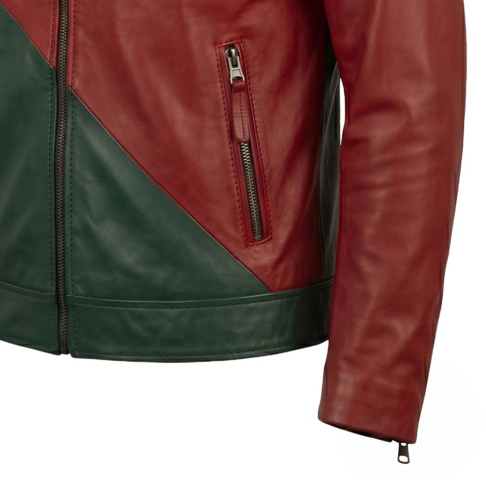 Men's Portugal CR7 Two-Tone Genuine Leather Biker Jacket | Moto Racer Style