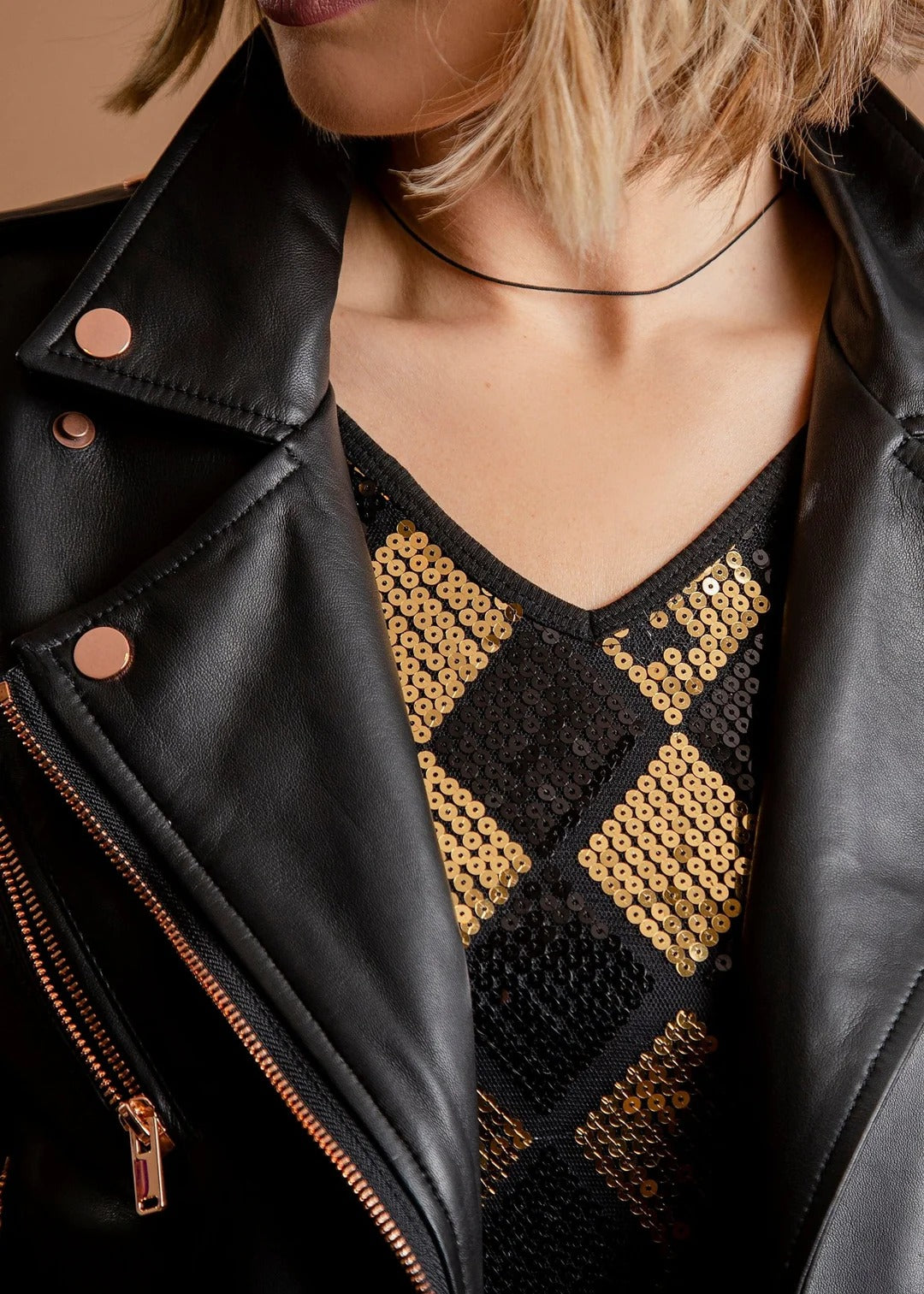 Gasoline Rose Gold Leather Jacket | Premium Handmade Biker Jacket