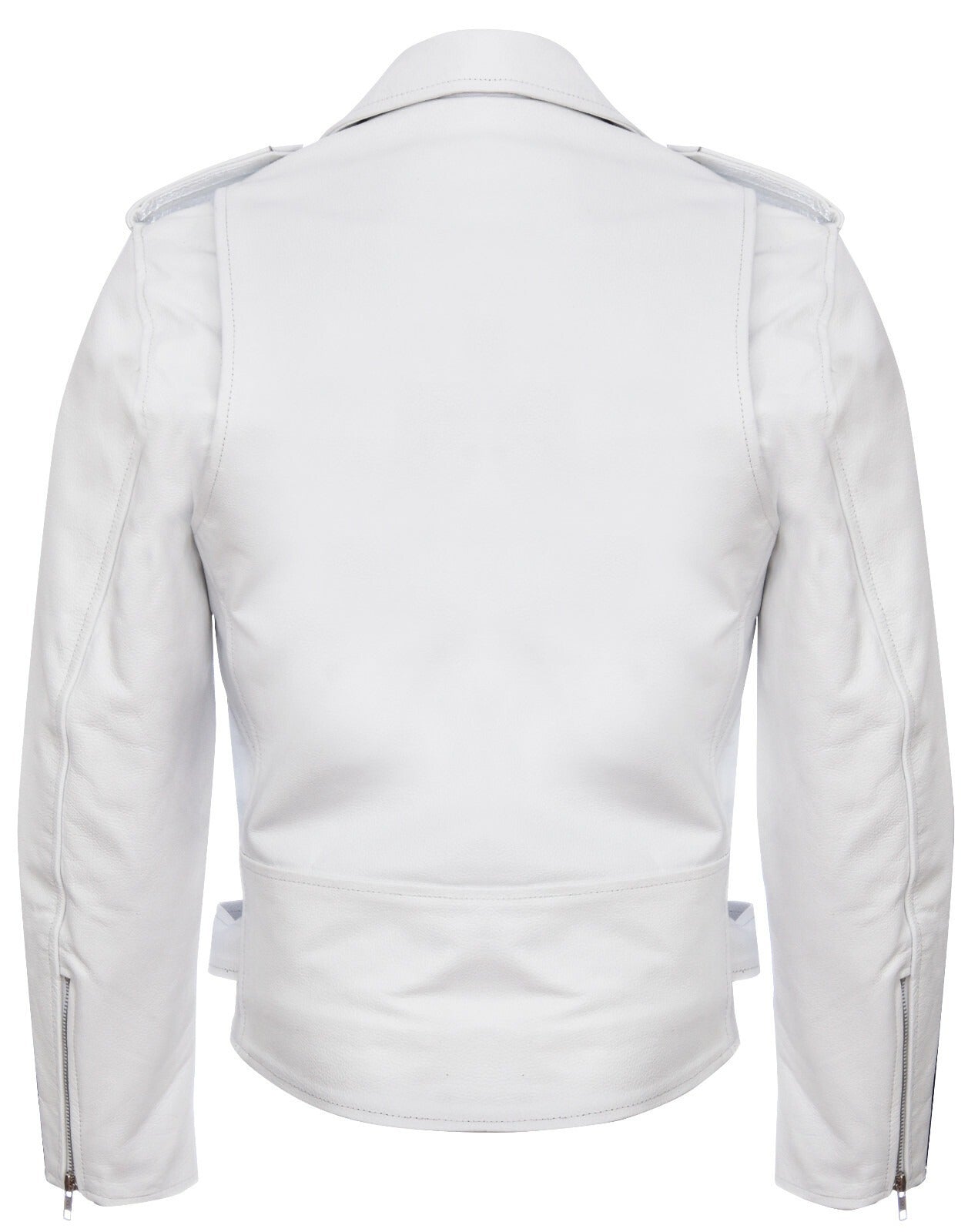 Men's White Genuine Leather Brando Biker Jacket | Classic Motorcycle Style